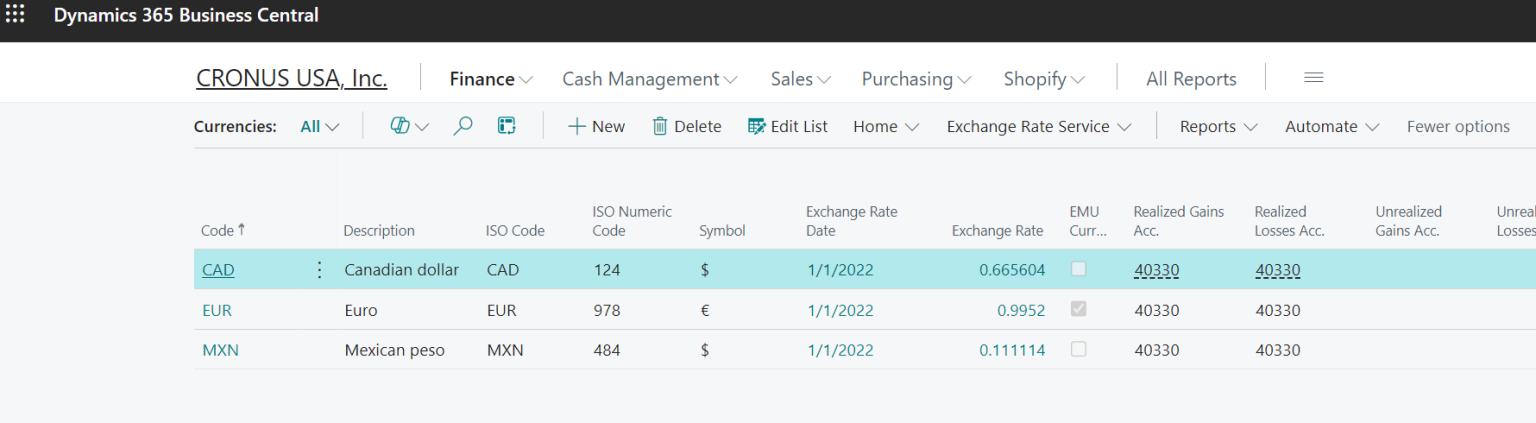 How to use multiple currencies in D365 Business Central