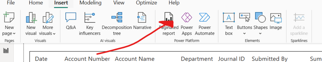 Screenshot showing how to add a Power APP in Power BI